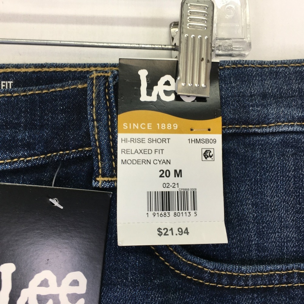 Lee Womens 20 M High Rise Relaxed Fit Dad Jean Shorts Dark Wash Denim Modern A1 - Picture 3 of 7